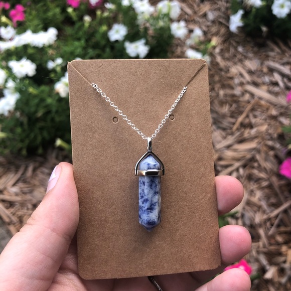 Blue Spot Jasper Real Stone Necklace - Picture 1 of 3